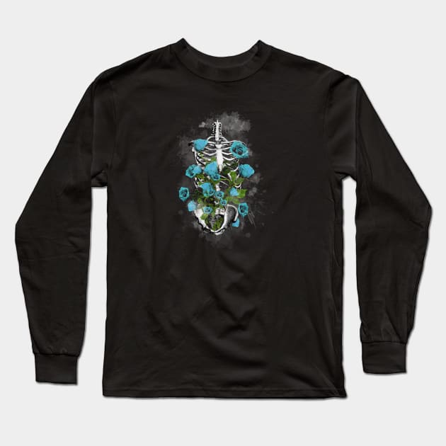 Rib Cage Floral 19 Long Sleeve T-Shirt by Collagedream